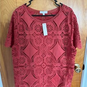 Adiva Orange Graphic Boxy Blouse Short Sleeve